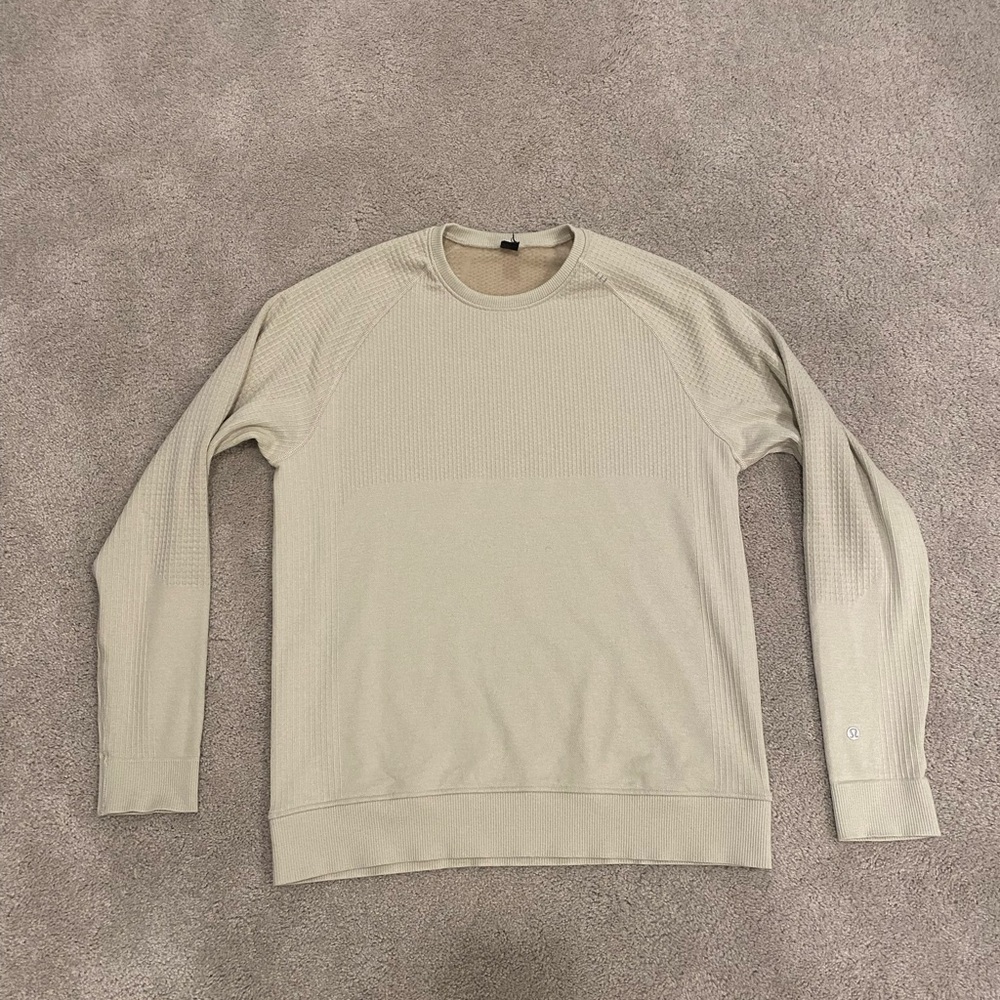 Men’s Lululemon White Opal Engineered Warmth Crewneck Sweatshirt Size Medium